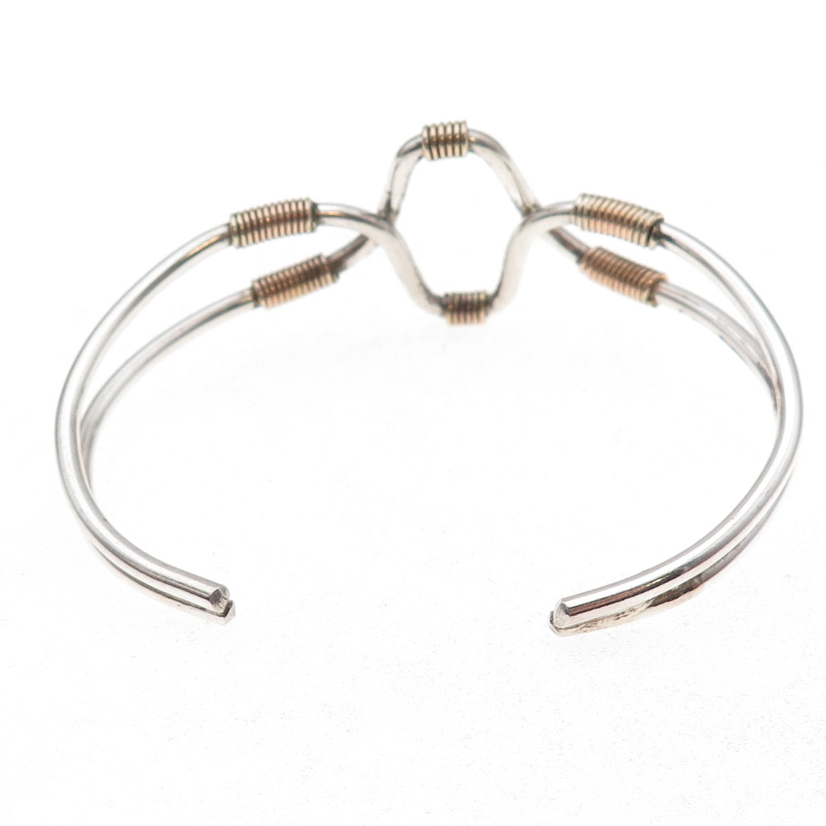925 Sterling Silver Gold Filled Vintage Modernist Adjustable Bracelet 6.25"