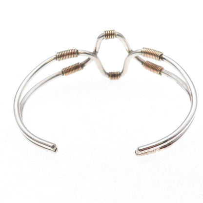 925 Sterling Silver Gold Filled Vintage Modernist Adjustable Bracelet 6.25"