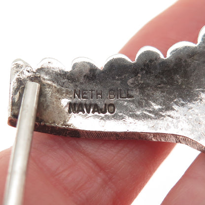 Kenneth Bill Navajo Old Pawn Sterling Silver Vintage Southwestern Belt Buckle