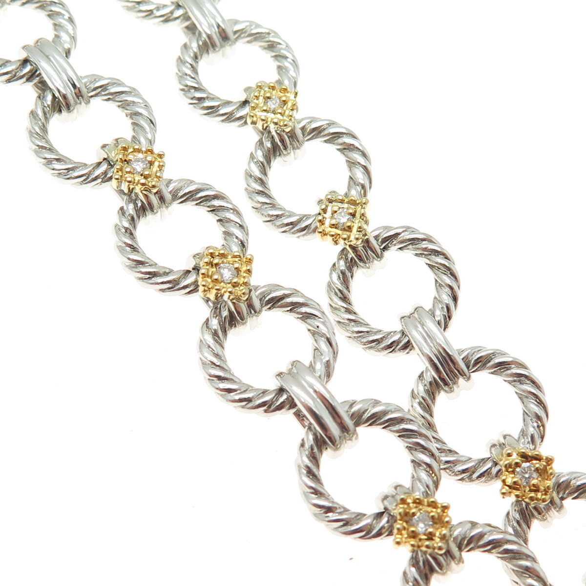 DANWAK 18K Gold Sterling 7-Diamond 0.07ct & Smoky Quartz 17.27ct Necklace 16"