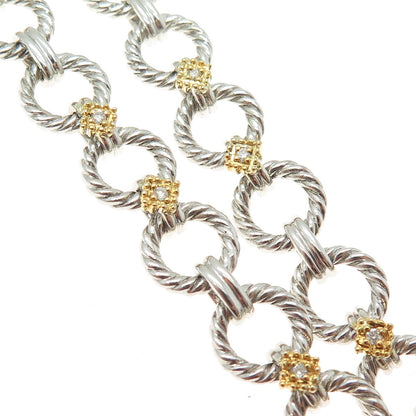 DANWAK 18K Gold Sterling 7-Diamond 0.07ct & Smoky Quartz 17.27ct Necklace 16"