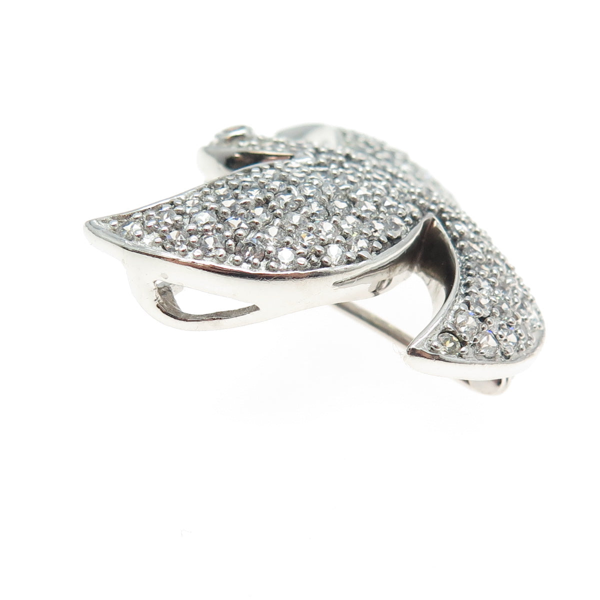 925 Sterling Silver Real Red Garnet Gemstone & C Z Dove of Peace Pin Brooch