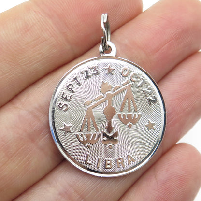 MARC MERCY 925 Sterling Silver Vintage Libra Zodiac Sign Charm Pendant