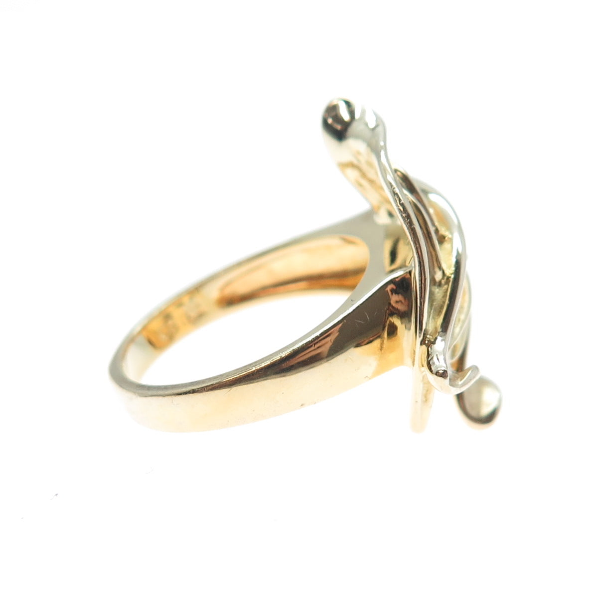 ROSS SIMONS 925 Sterling Silver Gold Plated Modernist Floral Leaf Ring Size 9