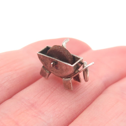 Silco 925 Sterling Silver Vintage Mexico Grinding Stone Wheel Mini Charm Pendant