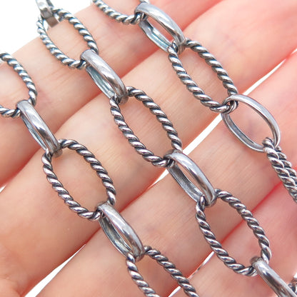 925 Sterling Silver Vintage Oxidized Multi-Oval Chain Necklace 18"