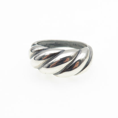 CELLINI 925 Sterling Silver Vintage Modernist Ribbed Oxidized Ring Size 5.25