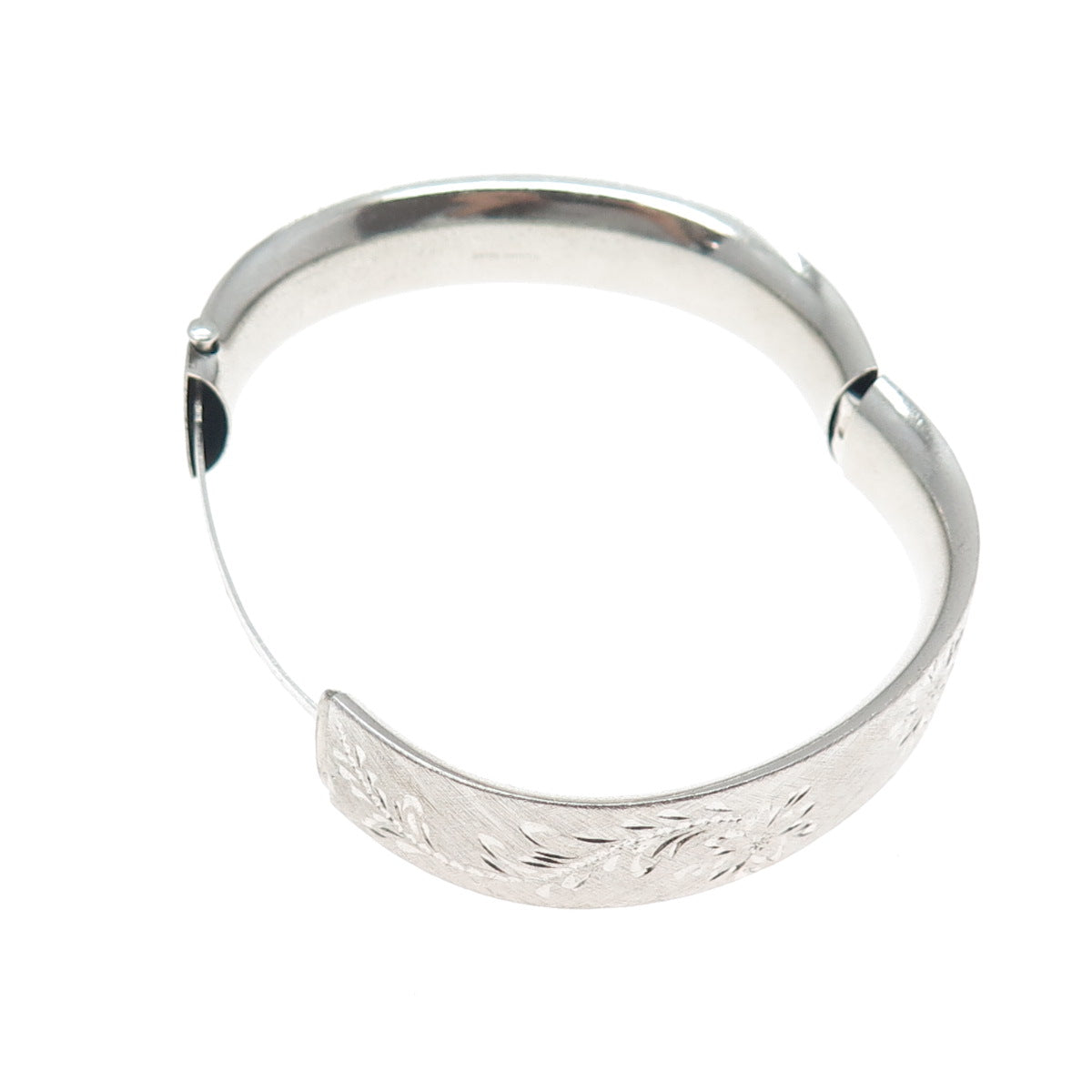 BOJAR 925 Sterling Silver Antique Art Deco Engraved Flower Bangle Bracelet 7.5"