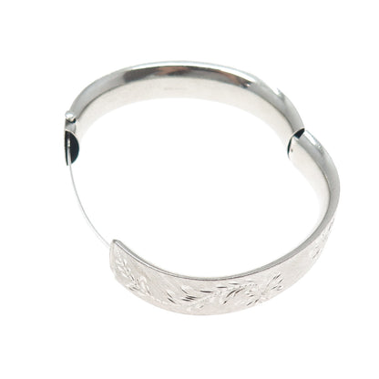 BOJAR 925 Sterling Silver Antique Art Deco Engraved Flower Bangle Bracelet 7.5"