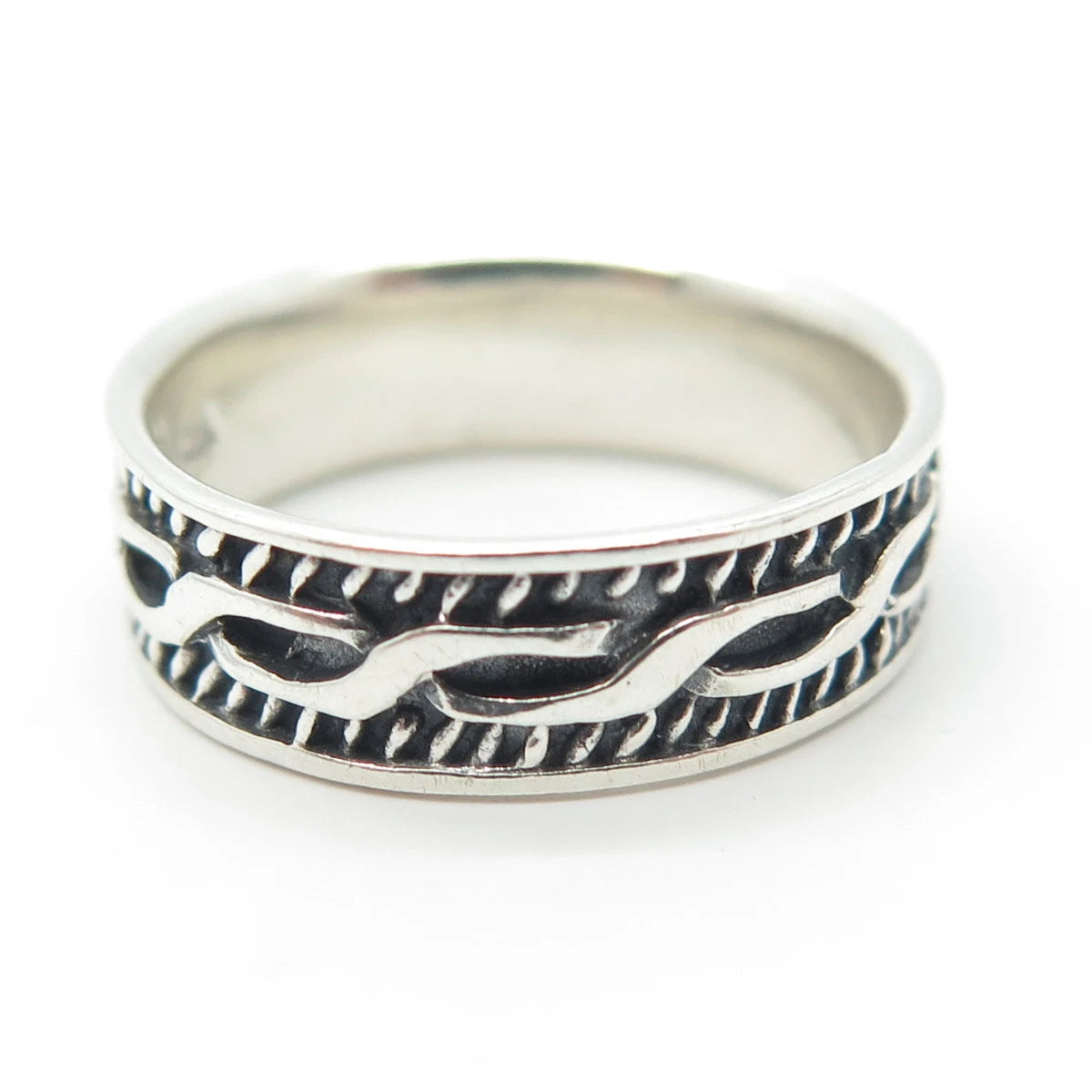 925 Sterling Silver Vintage Braided Band Ring Size 7.25