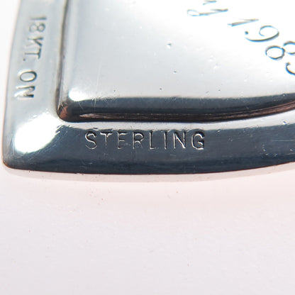 TIFFANY & CO. 925 Sterling Silver 18K Gold Vintage Engraved Heart Charm Pendant