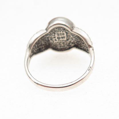Shube 925 Sterling Silver Vintage Real Lapis Oxidized Ring Size 6