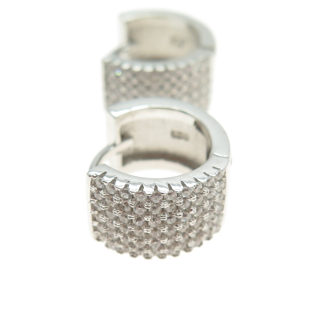 925 Sterling Silver Round-Cut C Z Sparkle Hoop Earrings