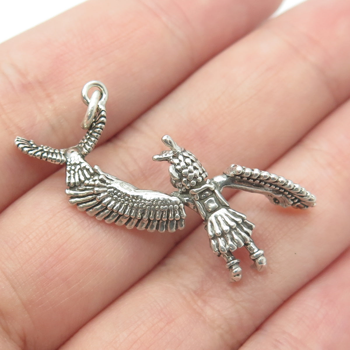 925 Sterling Silver Vintage Indian Chief Eagle Tribal Charm Pendant