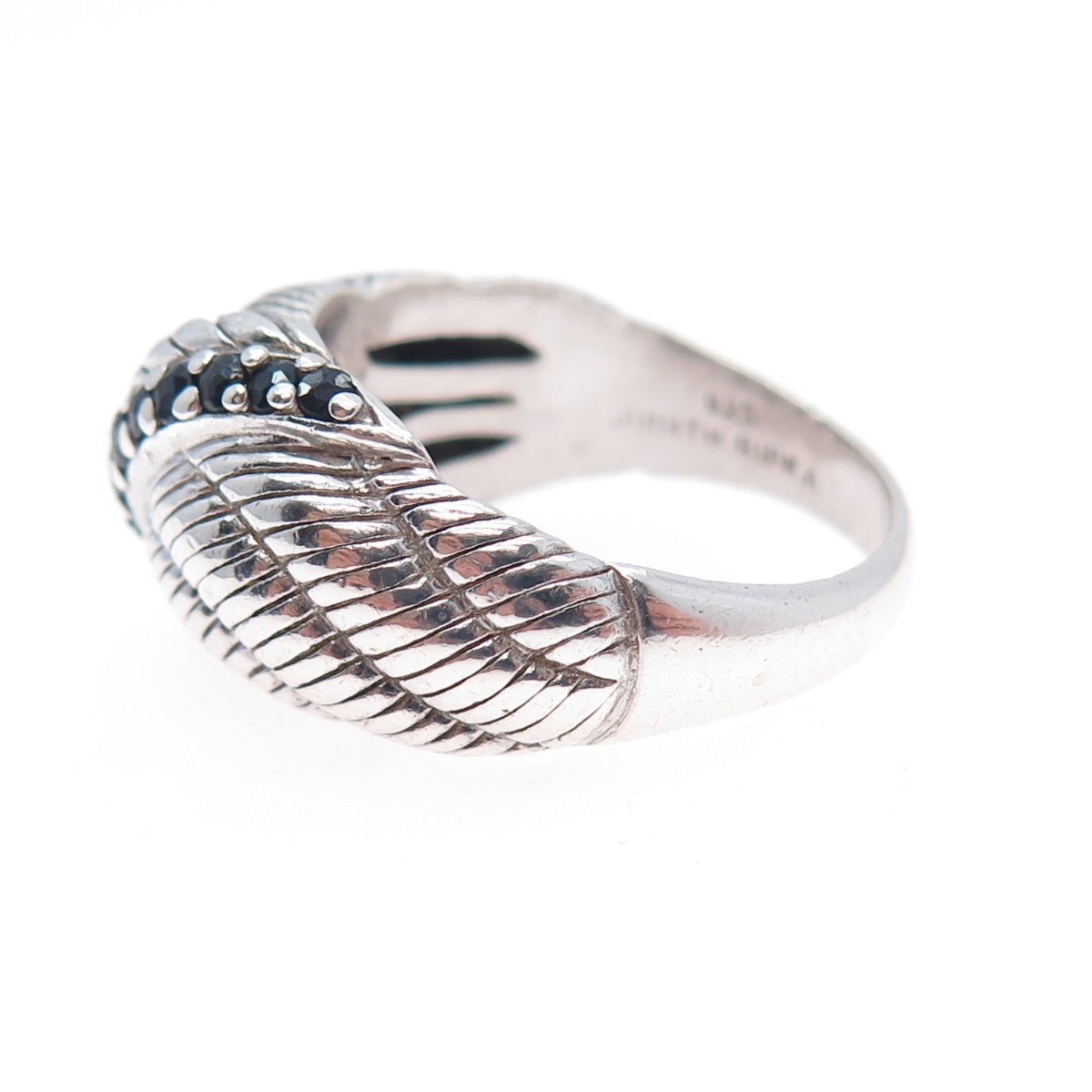 JUDITH RIPKA 925 Sterling Silver Real Sapphire Crisscross Ring Size 9