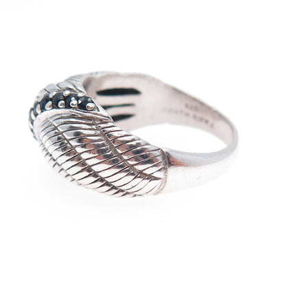 JUDITH RIPKA 925 Sterling Silver Real Sapphire Crisscross Ring Size 9