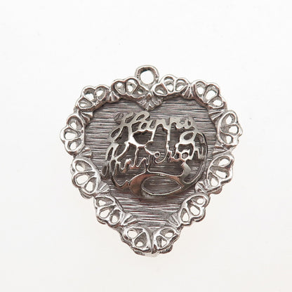 M&M Mark Mercy 925 Sterling Silver Vintage Happy Anniversary Heart Charm Pendant