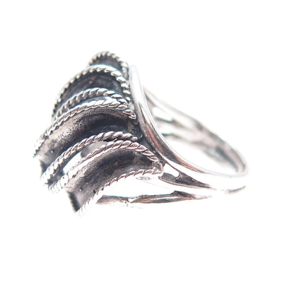 925 Sterling Silver Vintage Modernist Oxidized Dome Ring Size 6.25
