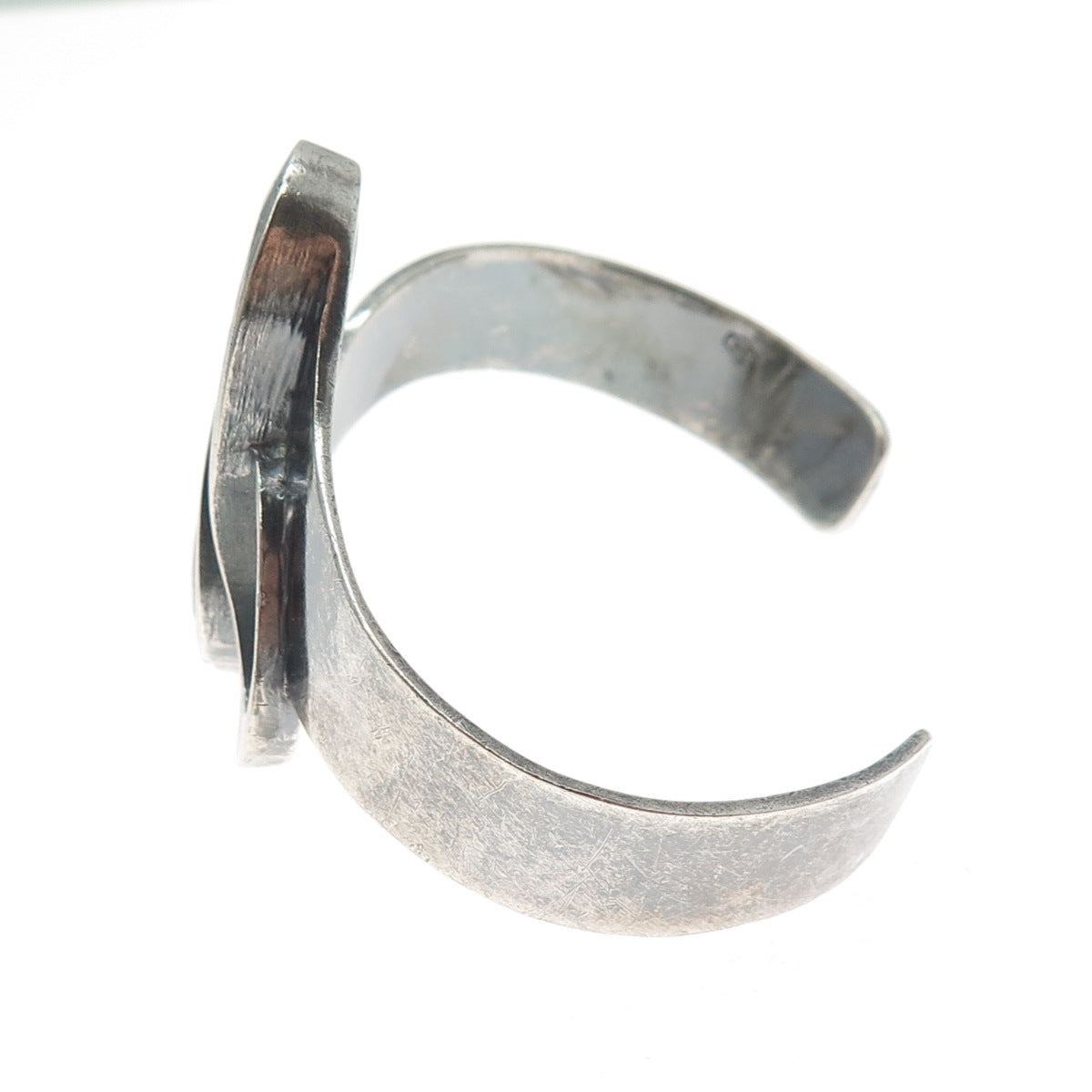 925 Sterling Silver Vintage Modernist Wavy Oxidized Adjustable Bracelet 6.25"