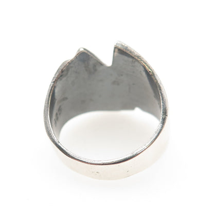 925 Sterling Silver Vintage Mexico Modernist Oxidized Ring Size 8.25