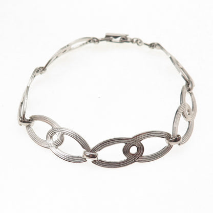 W.E. Richards 925 Sterling Silver Antique Art Deco Infinity Link Bracelet 7.25"