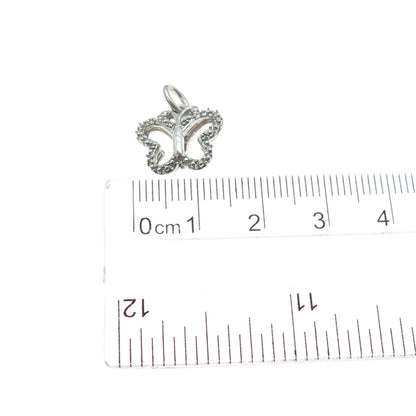 925 Sterling Silver Real Round-Cut Diamond Butterfly Mini Charm Pendant
