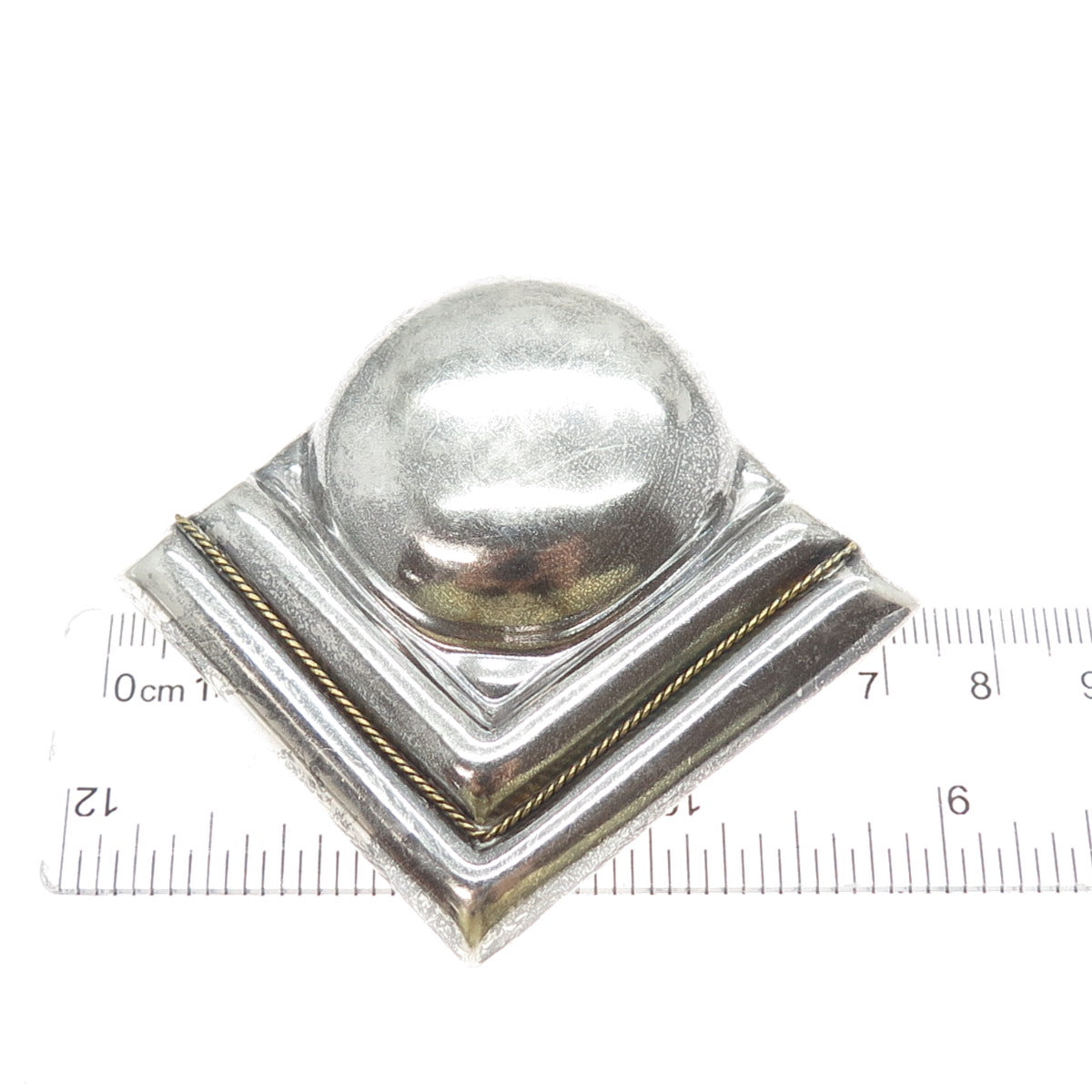 925 Sterling 2-Tone Vintage Mexico Modernist Arrow Oxidized Pin Brooch / Pendant