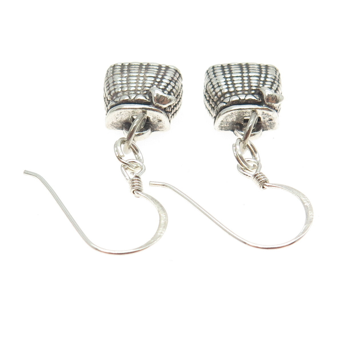 SUNWEST 925 Sterling Silver Vintage Picnic Basket Dangling Earrings