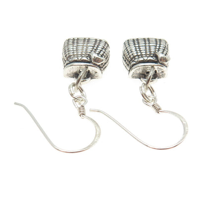 SUNWEST 925 Sterling Silver Vintage Picnic Basket Dangling Earrings