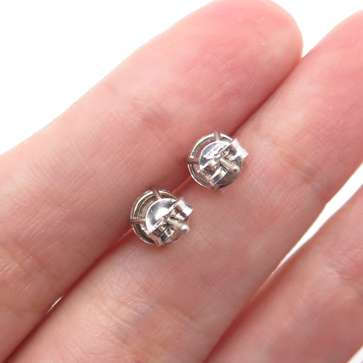 DBJ DEE BERKLE 925 Sterling Silver Round-Cut C Z Stud Earrings
