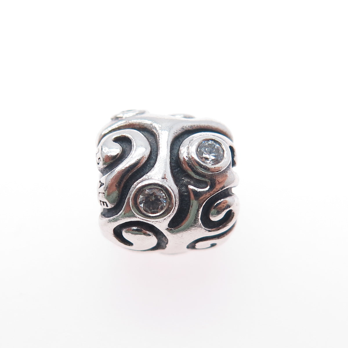 PANDORA 925 Sterling Silver Round-Cut C Z Daydream Slide Bead Charm