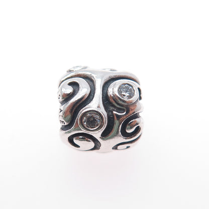 PANDORA 925 Sterling Silver Round-Cut C Z Daydream Slide Bead Charm