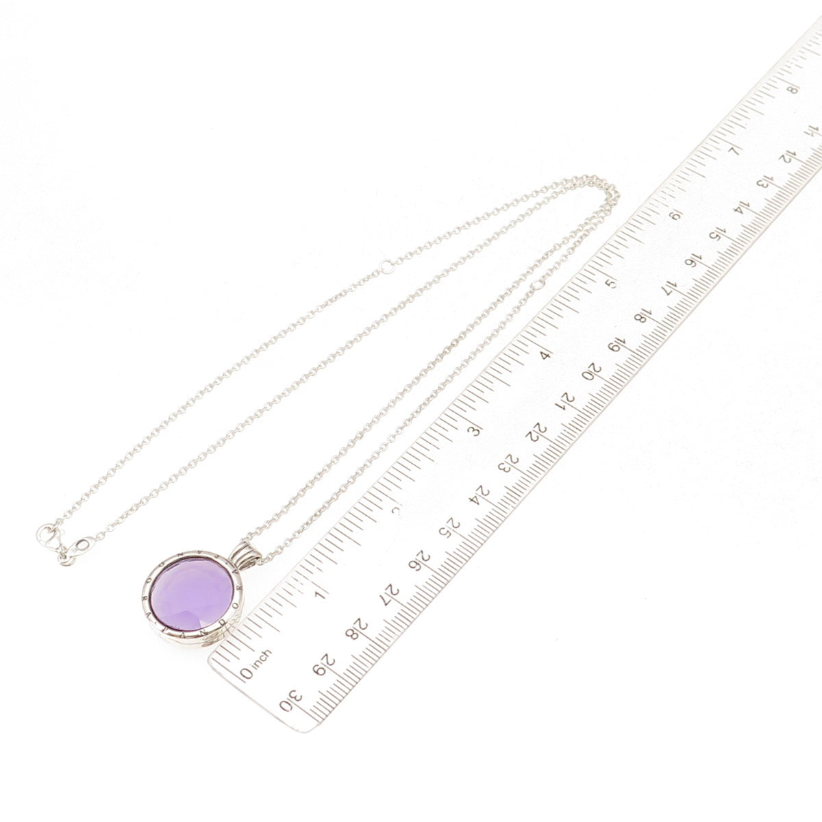 Pandora 925 Sterling Purple Glass Floating Locket Cable Chain Necklace 14-22"