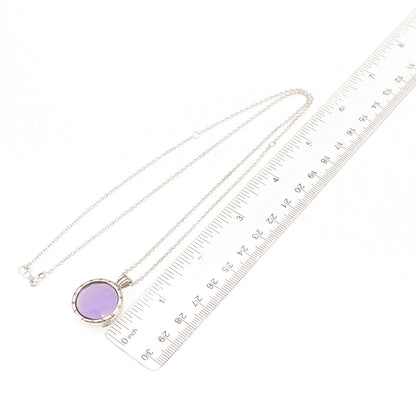 Pandora 925 Sterling Purple Glass Floating Locket Cable Chain Necklace 14-22"