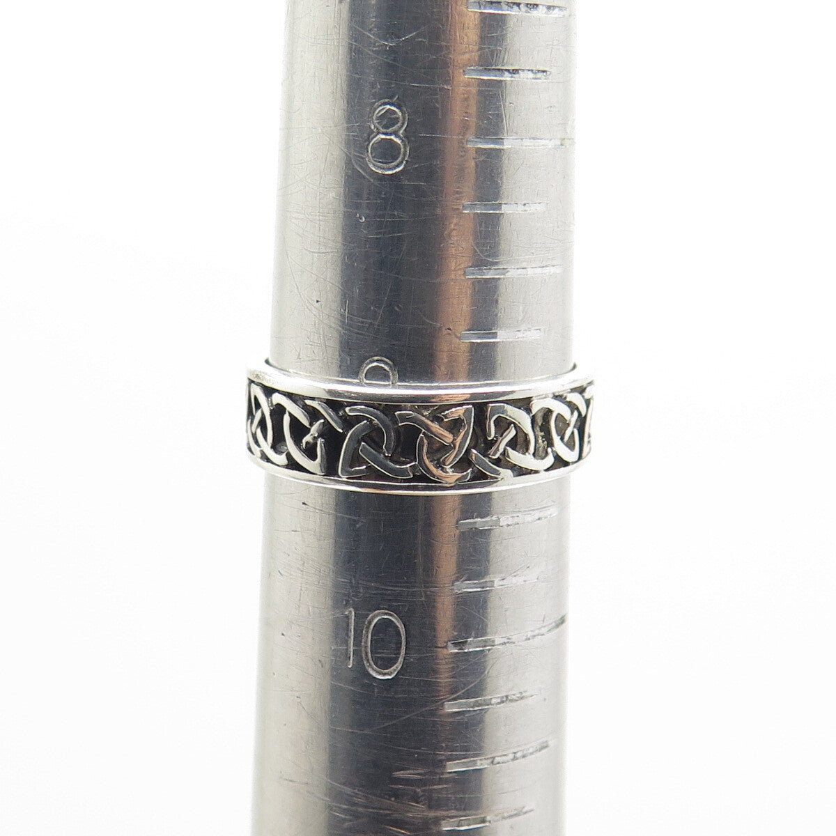 925 Sterling Silver Vintage Celtic Knot Oxidized Band Ring Size 9.25