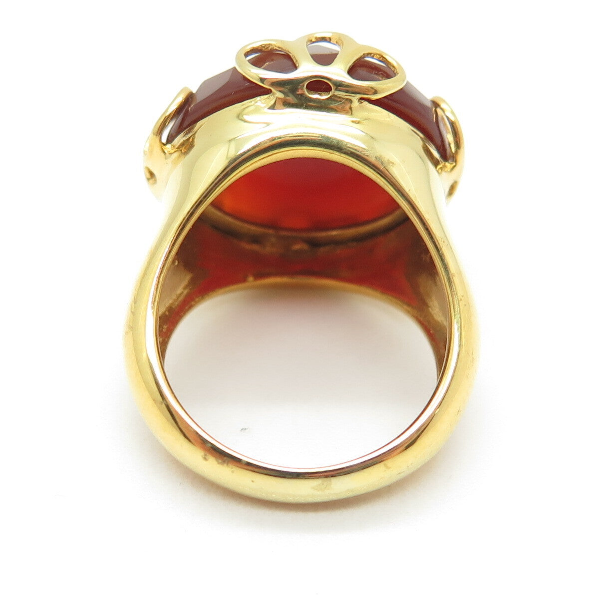 GIOIELLI DI VALENZA 925 Sterling Silver Gold Plated Italy Carnelian Ring Size 6
