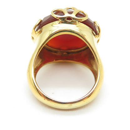 GIOIELLI DI VALENZA 925 Sterling Silver Gold Plated Italy Carnelian Ring Size 6