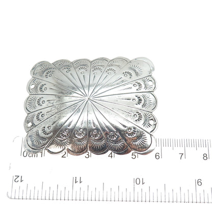 Old Pawn 925 Sterling Silver Vintage Southwestern Tribal Concho Bolo Tie Buckle