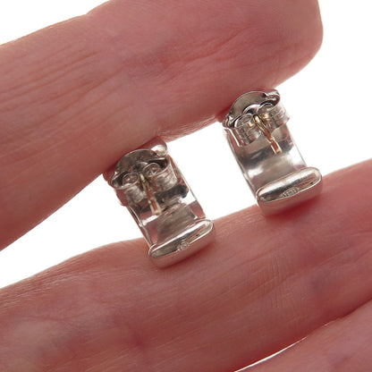 925 Sterling Silver 14K Gold Posts Vintage Hoop Earrings