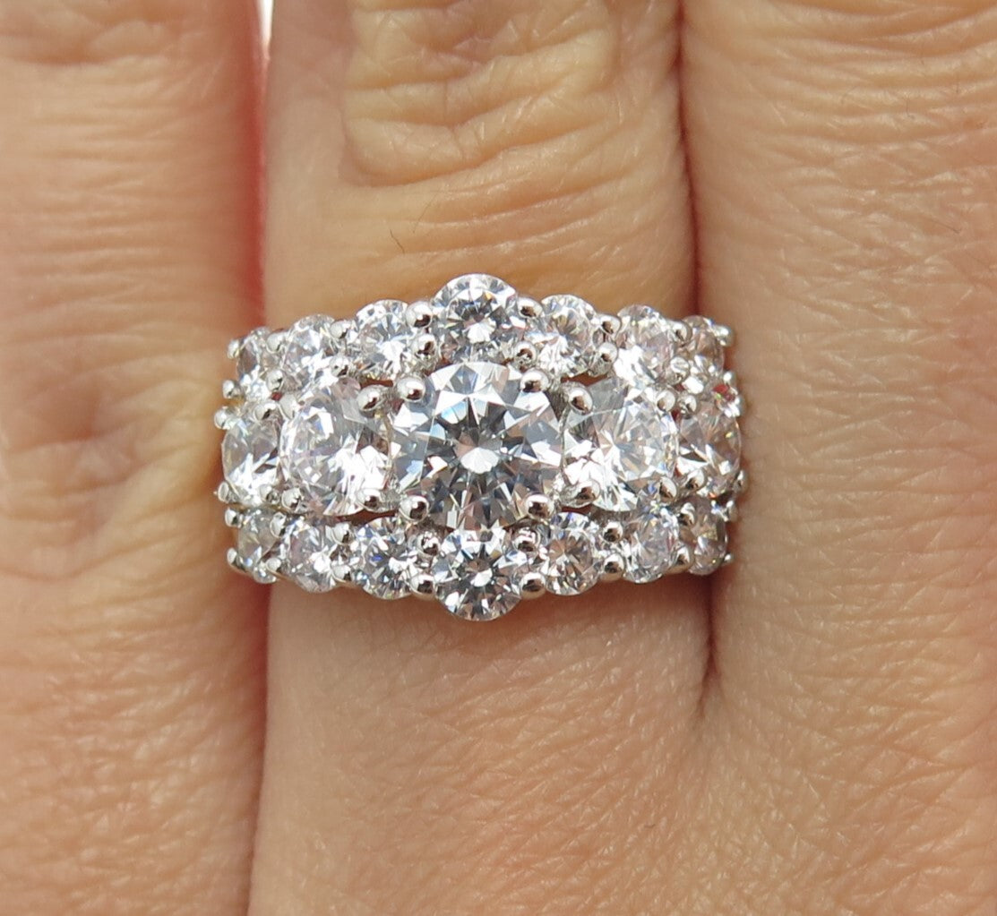 925 Sterling Silver Gold Plated Round-Cut C Z Promise Ring Size 6