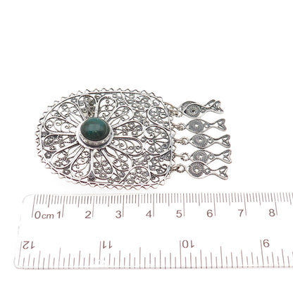 800 Silver Vintage Israel Real Eilat Filigree Oxidized Pin Brooch / Pendant
