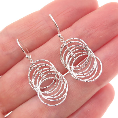 925 Sterling Silver Interlocked Circle Dangle Earrings