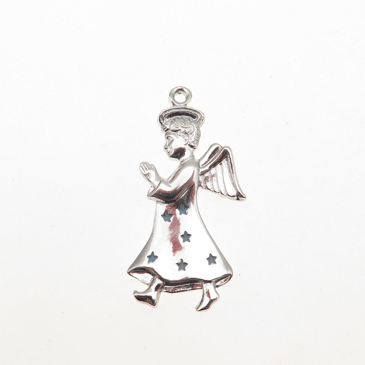 Griffith & Sons Sterling Silver Vintage Enamel Boy Guardian Angel Charm Pendant