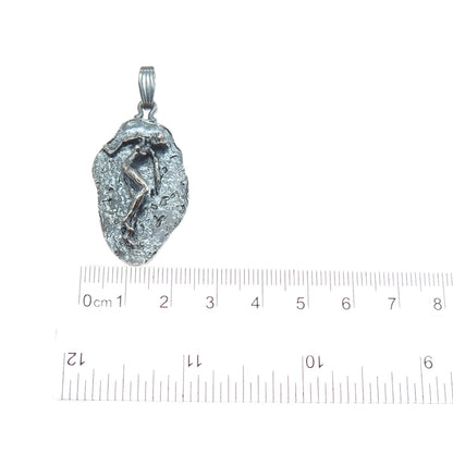 925 Sterling Silver Vintage Virgo Zodiac Sign Modernist Oxidized Charm Pendant