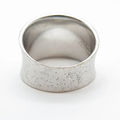 925 Sterling Silver Vintage Textured Wide Ring Size 7