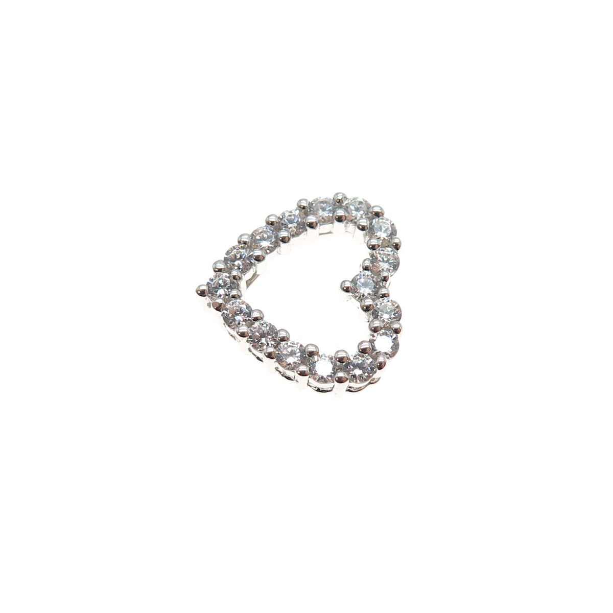 SAI 925 Sterling Silver Round-Cut C Z Heart Mini Slide Charm Pendant