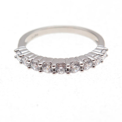 JH Young 925 Sterling Silver Round-Cut C Z Half Eternity Band Ring Size 7