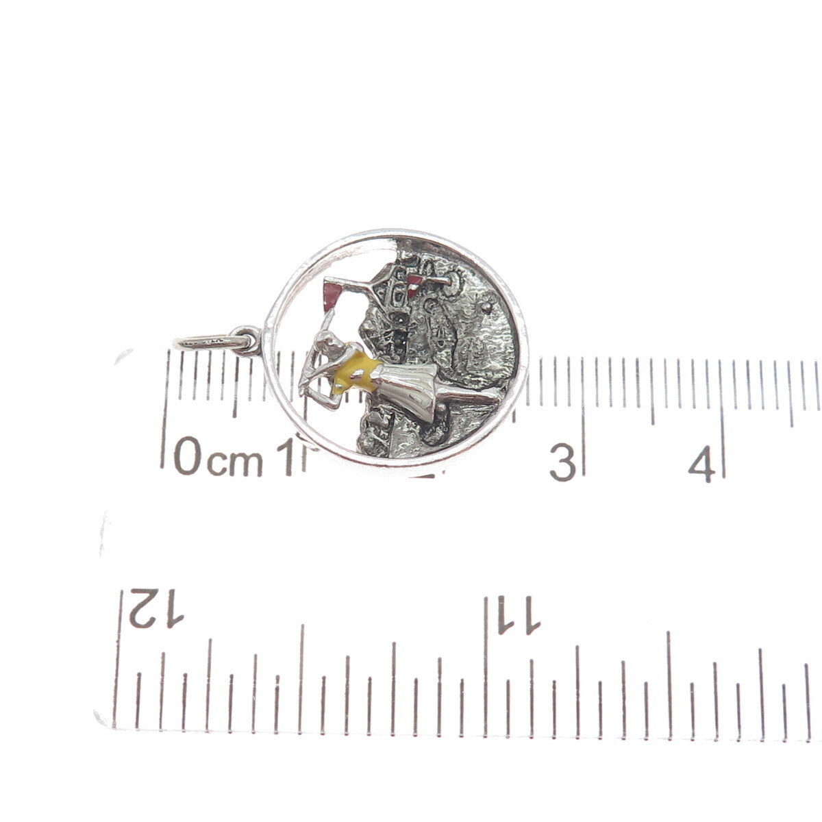 925 Sterling Silver Antique Colorful Enamel Golf Club Charm Pendant