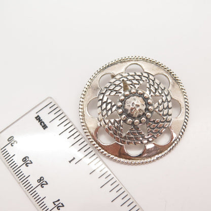 925 Sterling Silver Vintage Mexico MWS Beaded Cutout Slide Pendant