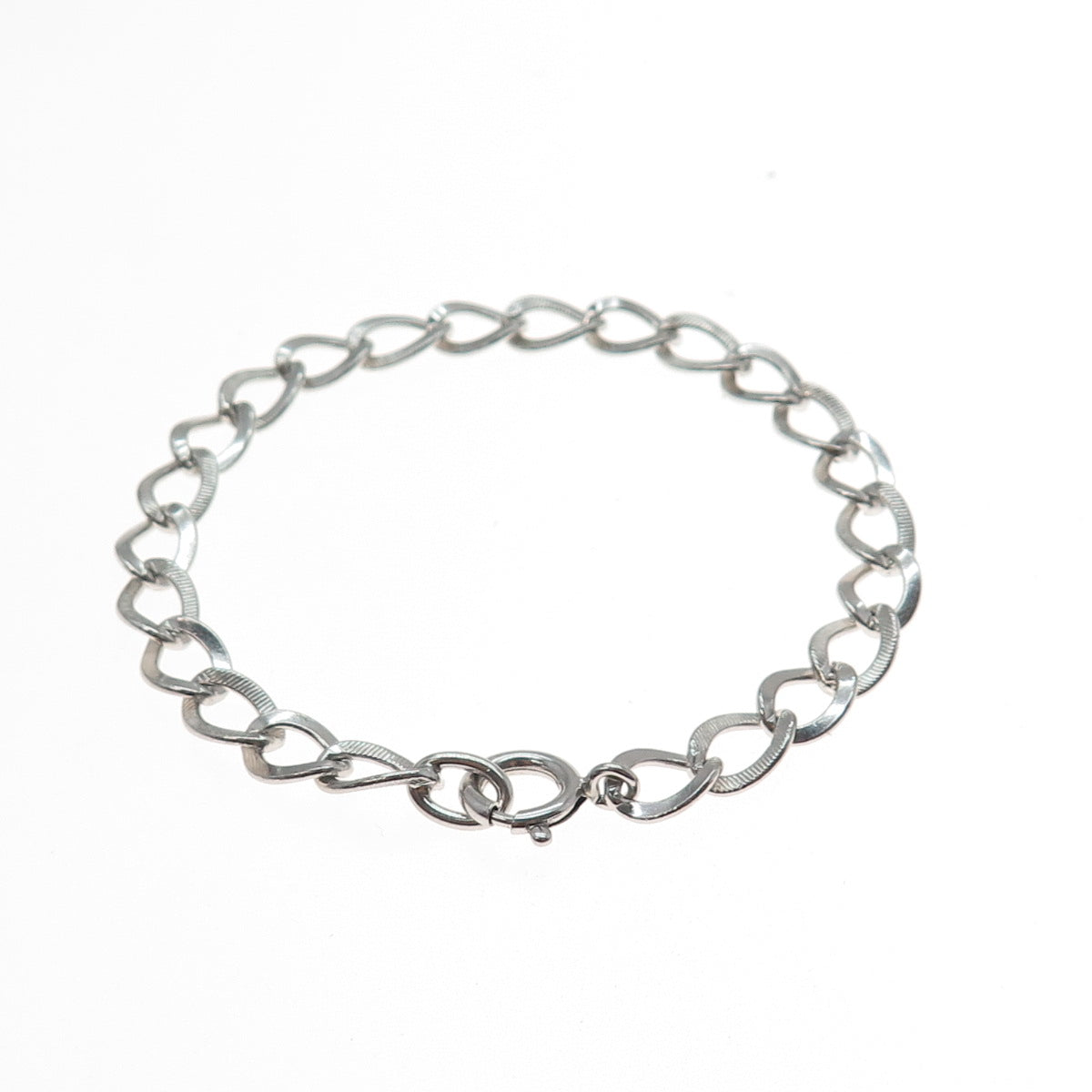 925 Sterling Silver Vintage Curb Link Bracelet 7"